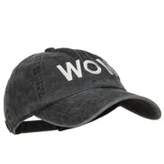 Wow Embroidered Washed Dyed Cotton Cap