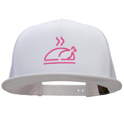 Neon Turkey Embroidered 5 Panel Mesh Trucker Snapback Cap