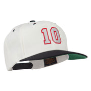 Number 10 Embroidered Classic Two Tone Snapback Cap