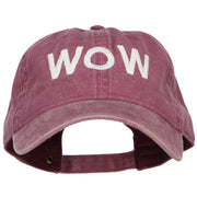 Wow Embroidered Washed Dyed Cotton Cap