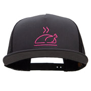 Neon Turkey Embroidered 5 Panel Mesh Trucker Snapback Cap