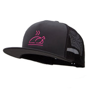 Neon Turkey Embroidered 5 Panel Mesh Trucker Snapback Cap