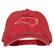 North Carolina with Map Outline Embroidered Washed Cotton Twill Cap