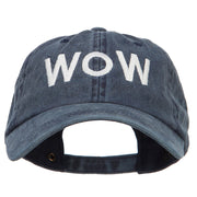 Wow Embroidered Washed Dyed Cotton Cap