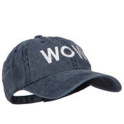 Wow Embroidered Washed Dyed Cotton Cap