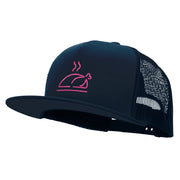 Neon Turkey Embroidered 5 Panel Mesh Trucker Snapback Cap