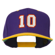 Number 10 Embroidered Classic Two Tone Snapback Cap