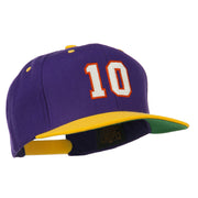 Number 10 Embroidered Classic Two Tone Snapback Cap