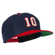 Number 10 Embroidered Classic Two Tone Snapback Cap