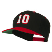 Number 10 Embroidered Classic Two Tone Snapback Cap