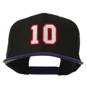 Number 10 Embroidered Classic Two Tone Snapback Cap