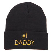 Number One Daddy Embroidered Long Beanie