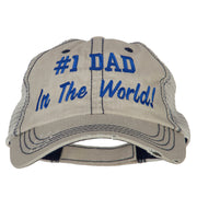 Number 1 Dad in The World Embroidered Low Profile Mesh Cap