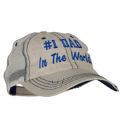 Number 1 Dad in The World Embroidered Low Profile Mesh Cap