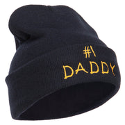 Number One Daddy Embroidered Long Beanie