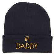 Number One Daddy Embroidered Long Beanie