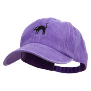 Halloween Cat Embroidered Unstructured Pigment Dyed Cotton Cap - Purple OSFM