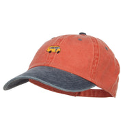 Mini Bus Embroidered Two Tone Washed Cap