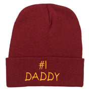 Number One Daddy Embroidered Long Beanie