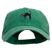 Halloween Cat Embroidered Unstructured Pigment Dyed Cotton Cap - Kelly-Green OSFM