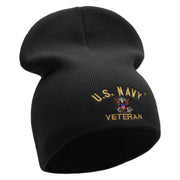 Licensed US Navy Veteran Military Embroidered Short Beanie Made in USA