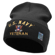 Licensed US Navy Veteran Logo Embroidered Long Beanie Made in USA