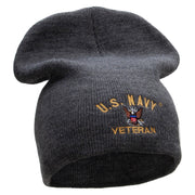 Licensed US Navy Veteran Military Embroidered Short Beanie Made in USA