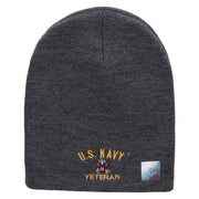 Licensed US Navy Veteran Military Embroidered Short Beanie Made in USA