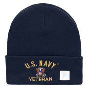 Licensed US Navy Veteran Military Embroidered Long Beanie Made in USA