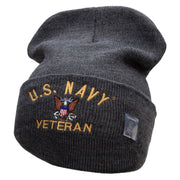 Licensed US Navy Veteran Military Embroidered Long Beanie Made in USA