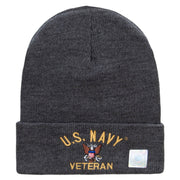 Licensed US Navy Veteran Military Embroidered Long Beanie Made in USA