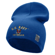 Licensed US Navy Veteran Military Embroidered Short Beanie Made in USA