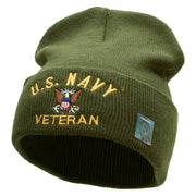 Licensed US Navy Veteran Military Embroidered Long Beanie Made in USA