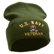 Licensed US Navy Veteran Military Embroidered Long Beanie Made in USA