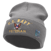 Licensed US Navy Veteran Military Embroidered Long Beanie Made in USA