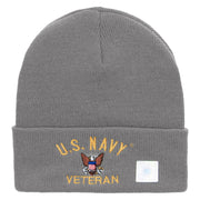 Licensed US Navy Veteran Military Embroidered Long Beanie Made in USA