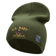 Licensed US Navy Veteran Military Embroidered Short Beanie Made in USA