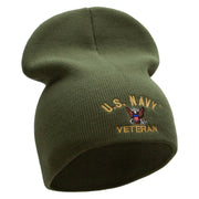 Licensed US Navy Veteran Military Embroidered Short Beanie Made in USA