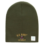 Licensed US Navy Veteran Military Embroidered Short Beanie Made in USA