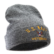 Licensed US Navy Veteran Military Embroidered Long Beanie Made in USA