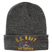 Licensed US Navy Veteran Military Embroidered Long Beanie Made in USA