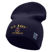 Licensed US Navy Veteran Military Embroidered Short Beanie Made in USA