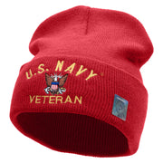 Licensed US Navy Veteran Military Embroidered Long Beanie Made in USA