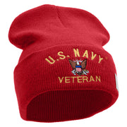 Licensed US Navy Veteran Military Embroidered Long Beanie Made in USA