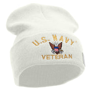 Licensed US Navy Veteran Military Embroidered Long Beanie Made in USA