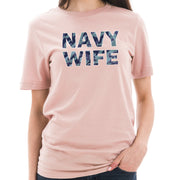 Navy Wife Graphic Design Unisex Short Sleeve Cotton Jersey T-Shirt