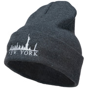 New York Skyline Embroidered Long Beanie