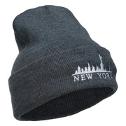 New York Skyline Embroidered Long Beanie