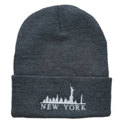 New York Skyline Embroidered Long Beanie