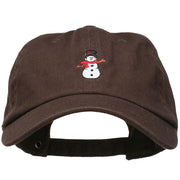 Snowman with Scarf Embroidered Unstructured Cap